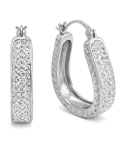And Now This Clear Crystal Diamond Cut Hoop Earrings