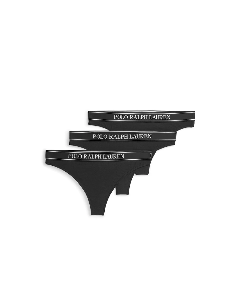 Polo Ralph Lauren Women's High-Waist Ribbed Thong, 3-Pack