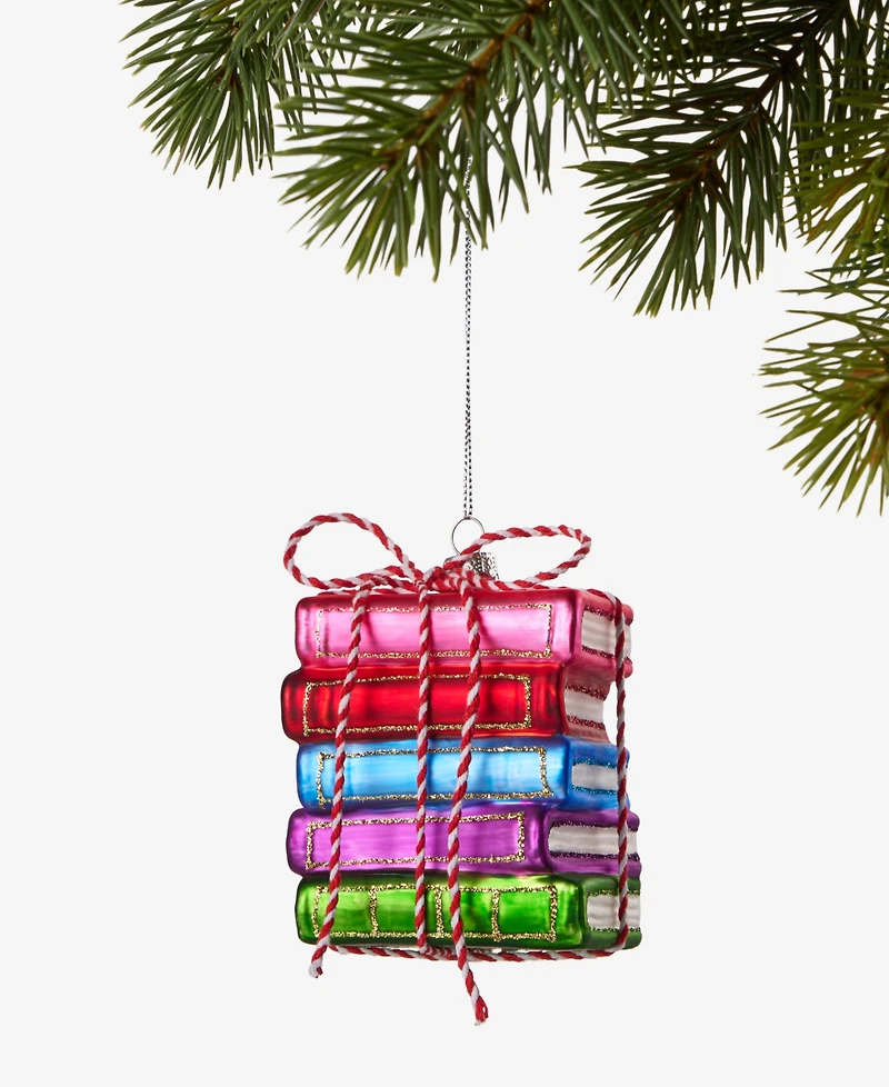 Holiday Lane Eclectic Charm Glass Book Stack Ornament, Macy's Exclusive