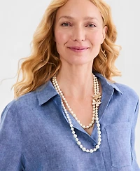 Charter Club Imitation Pearl Layered Butterfly Necklace, Macy's Exclusive