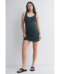 Hello Miz Maternity Ribbed Bodycon Mini Tank Dress with Built-In Shorts