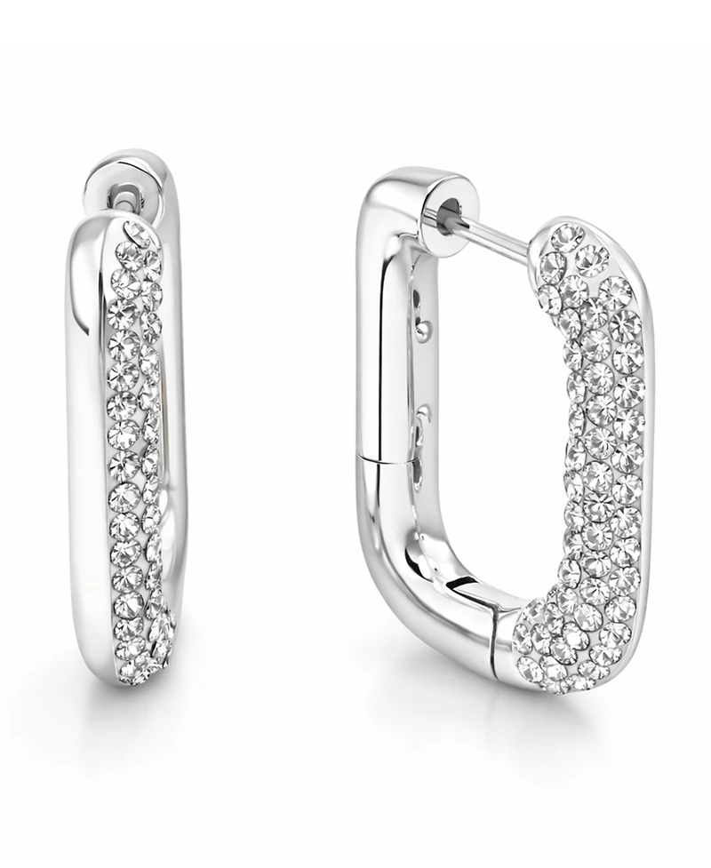 And Now This Clear Crystal Rectangular Shaped Hoop Earrings