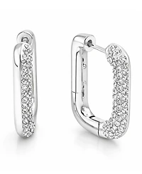 And Now This Clear Crystal Rectangular Shaped Hoop Earrings