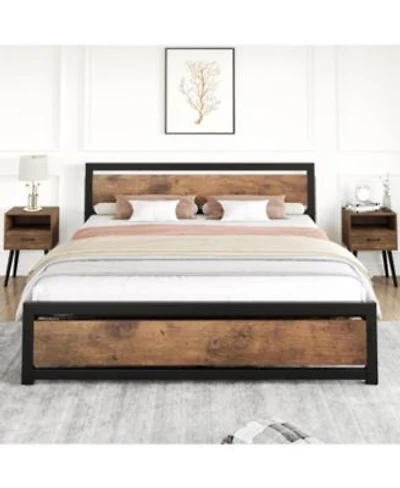 Gaomon Bed Frame With Wood Headboard Heavy Duty Slat Support.