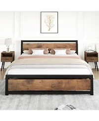 Gaomon Bed Frame With Wood Headboard Heavy Duty Slat Support.