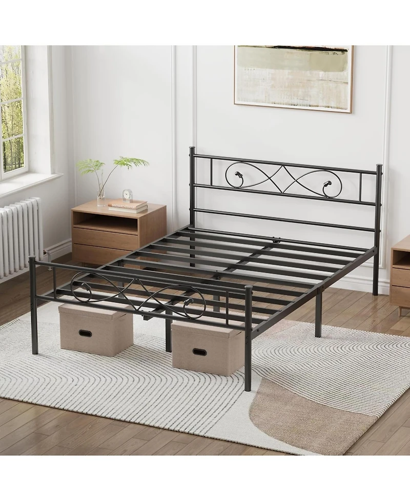 gaomon Platform Bed Frame, Metal with Unique Fist Design Headboard, Under Bed Storage, No Box Spring Required, Easy Assembly Noise Free