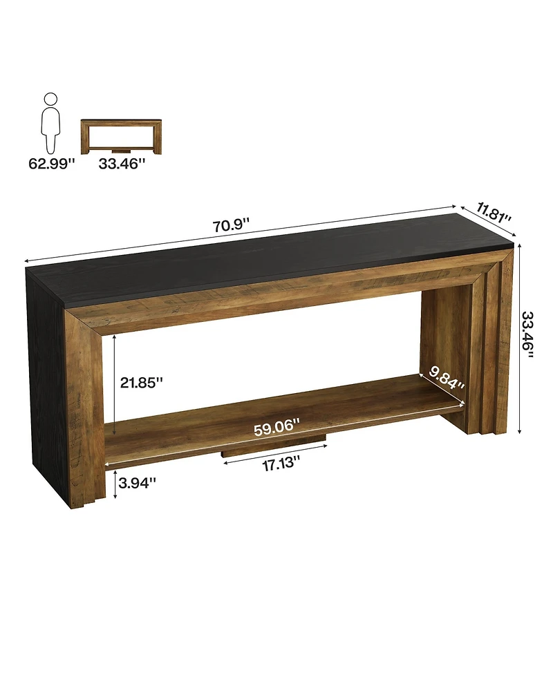 Tribesigns Long Console Table, 2-Tier Farmhouse Narrow Wooden Sofa Table for Living Room, Entryway, Hallway, Foye