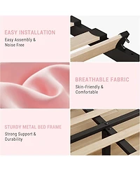 gaomon Upholstered Platform Bed Adjustable Headboard Wooden Slats Noise Free Easy Assembly No Box Spring