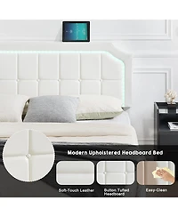 gaomon Floating Bed Frame Rgb Led Headboard Adjustable Height Upholstered Metal Platform Easy Assembly No Box Spring