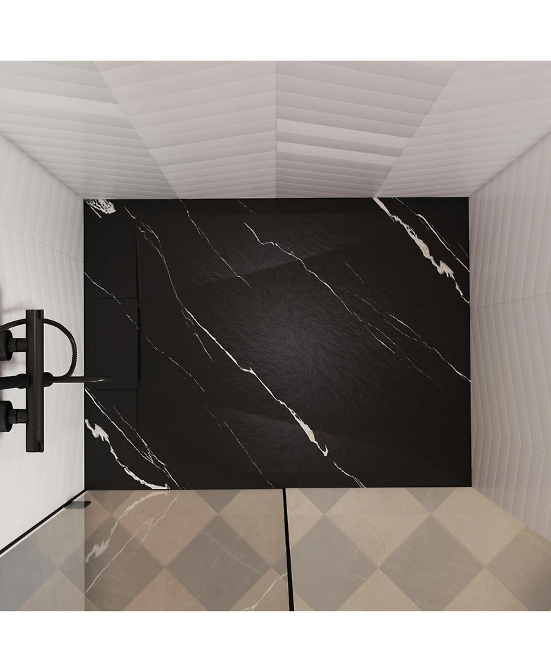 Casainc Low-Profile Smc Shower Base with Reversible Drain, Drain Cover, Non-Slip