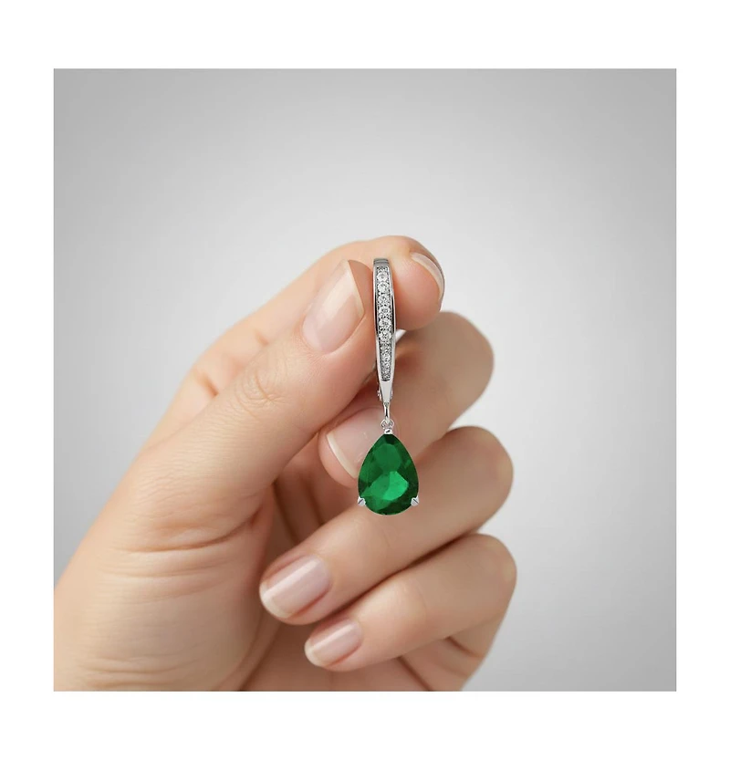 Elegant Sterling Silver Dangling Pear-Shaped Cubic Zirconia Earrings