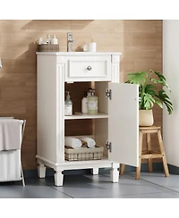 Sillysis 18" Bathroom Vanity with Sink, French Modern Freestanding Solid Wood Mdf Cabinet, Soft Close Door for Small Spaces