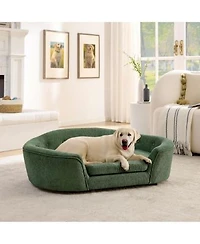6thdruple Oversized Oval Dog Sofa Bed with Tufted Backrest