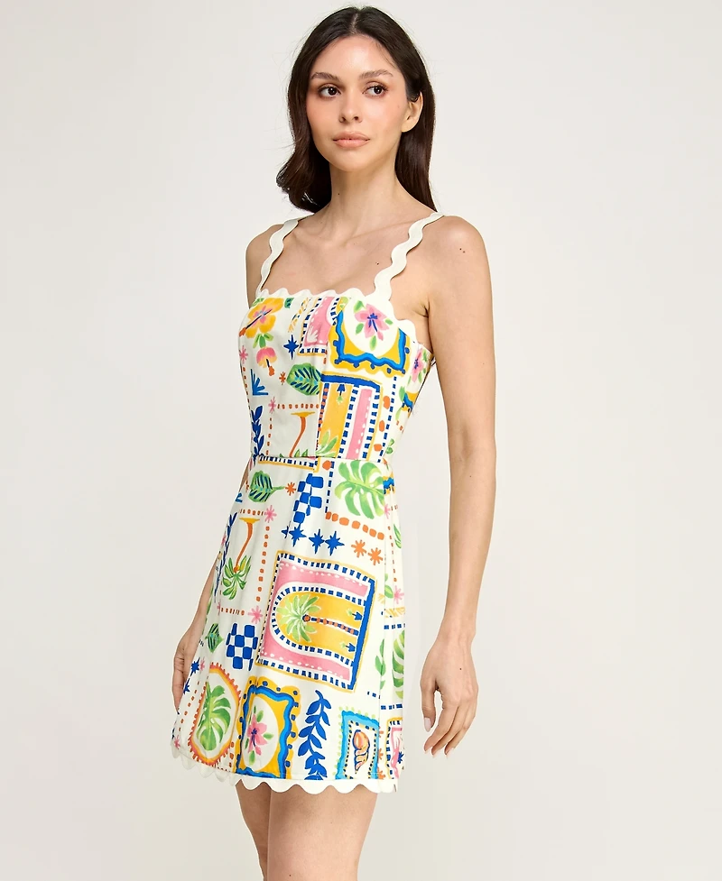 Trixxi Women's Sleeveless Ric Rac Trim Detail Slim Dress