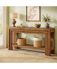Tribesigns Solid Wood Console Table, 63-Inch Entryway Table with Storage Shelf