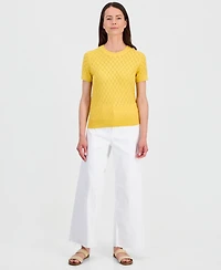 Nautica Women's Short-Sleeve Pointelle Sweater