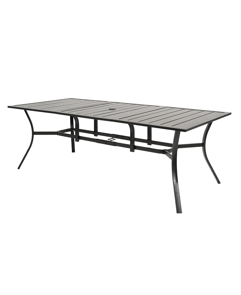Aoodor Patio Dining Table for 6, 83'' Rectangular Metal Outdoor Patio Table with Umbrella Hole, Outdoor Dining Table for Deck, Yard, Poolside, Porch