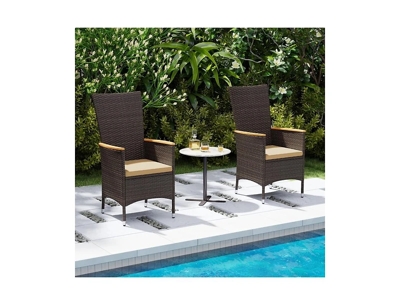 Slickblue Outdoor Wicker Dining Chairs Set of 2 with High Back Support