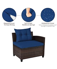 Costway 4pieces Outdoor Patio Rattan Furniture Set Cushioned Sofa Table