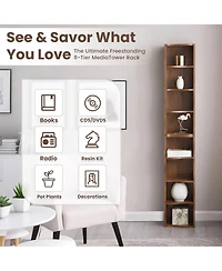 Rainsken 8-Tier Tall Narrow Bookshelf