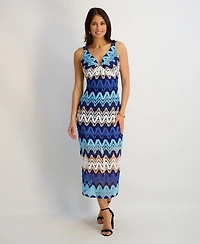 Siena Women's Striped Crochet Knit Midi Dress