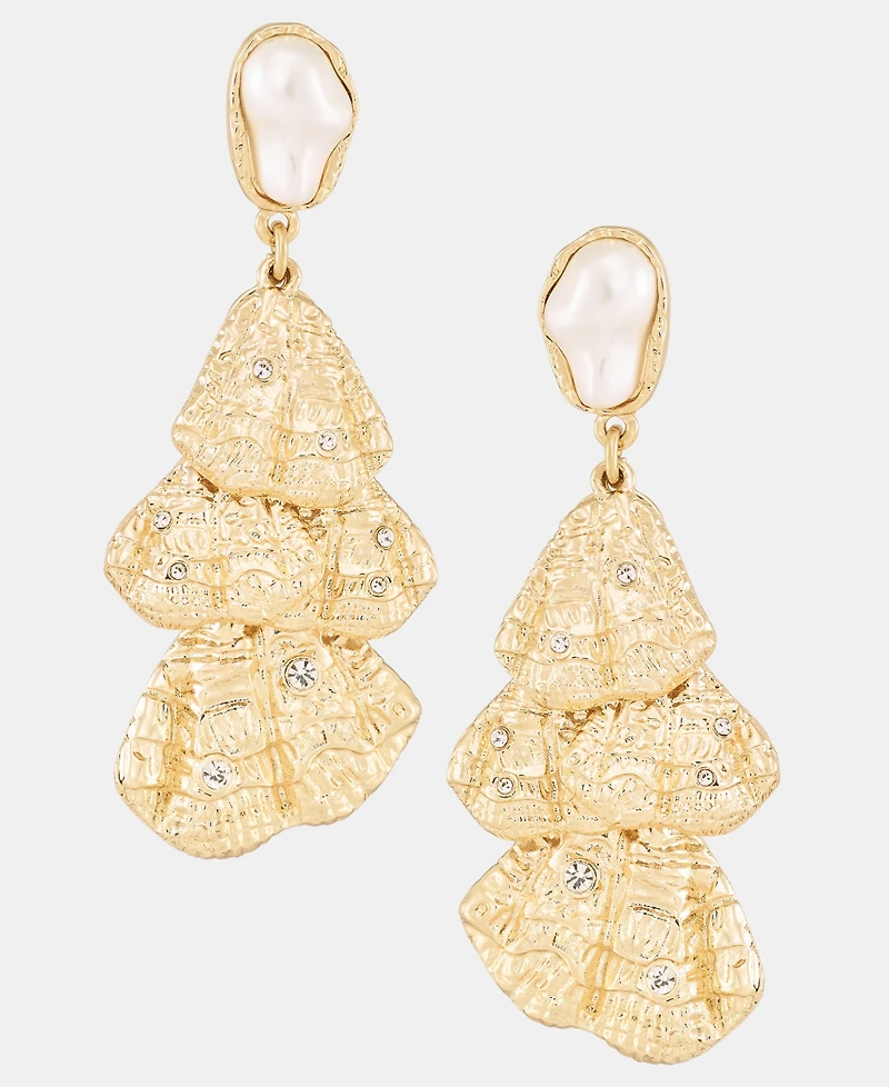 I.n.c. International Concepts Pave Shell & Imitation Pearl Shaky Drop Earrings, Macy's Exclusive