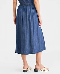 Nautica Women's Elastic Chambray Midi Skirt