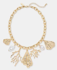 I.n.c. International Concepts Pave & Imitation Pearl Sealife Charm Statement Necklace, 16" + 3" extender, Macy's Exclusive