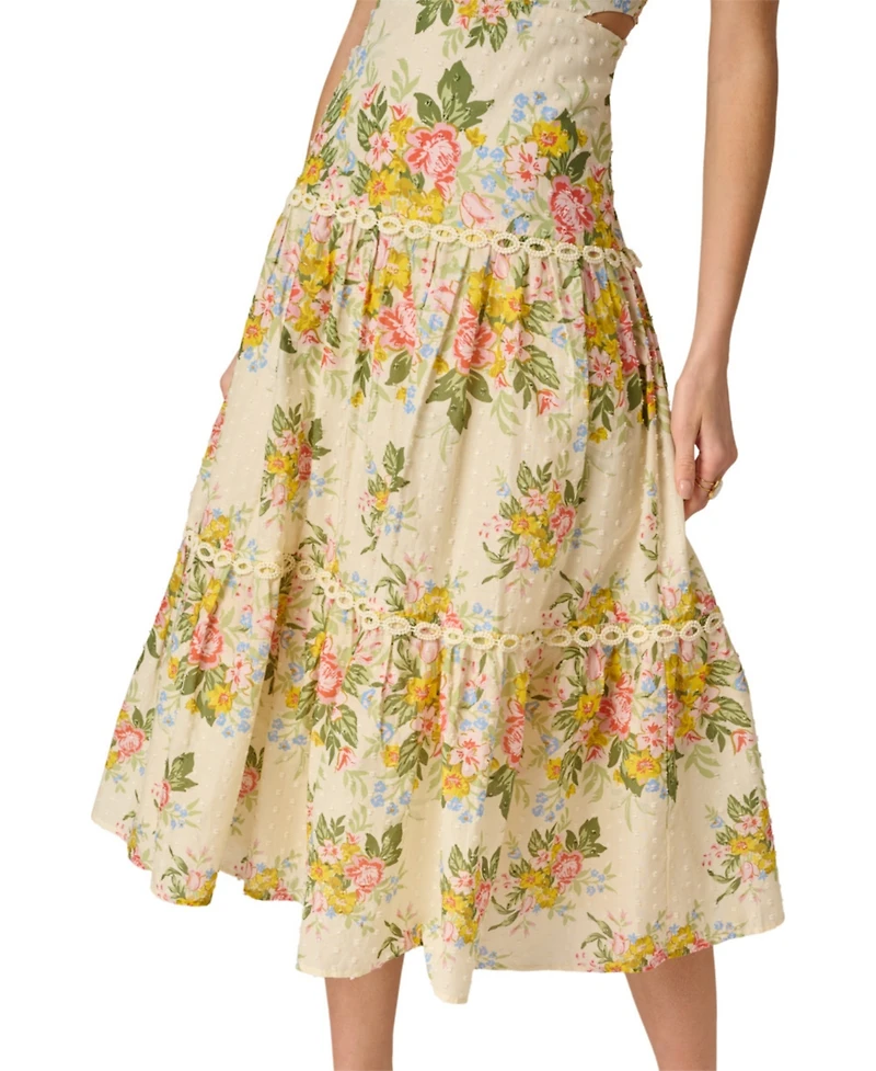 Adrianna Women's Printed Square Neck Midi Dress