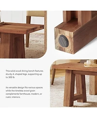 Tribesigns Solid Wood Dining Bench with A-Shaped Legs, 55.12-Inch Farmhouse Entryway Bench