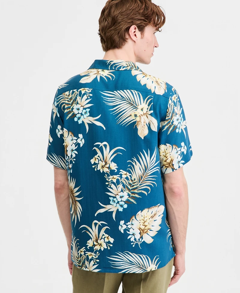 Club Room Men's Viva Floral Silk-Blend Short Sleeve Shirt, Macy's Exclusive - Print