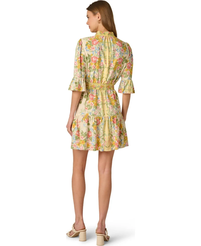 Adrianna Women's Printed Ruffle Short Dress