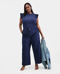 On 34th Trendy Plus Stretchy-Waist Wide-Leg Pants, Macy's Exclusive