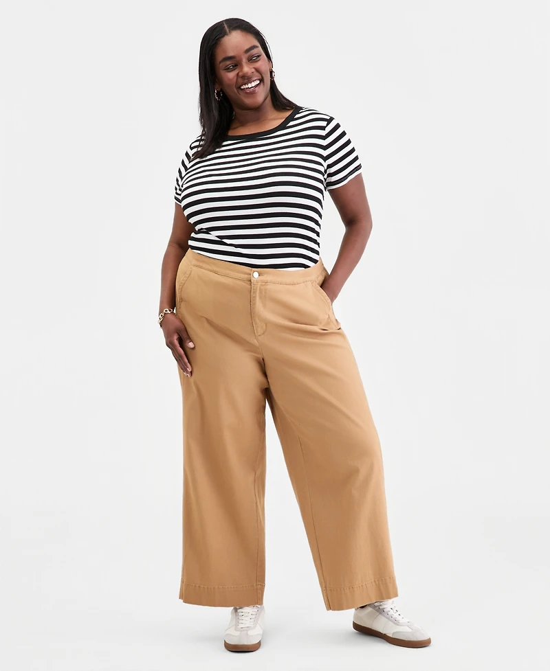 On 34th Trendy Plus Stretchy-Waist Wide-Leg Pants, Macy's Exclusive