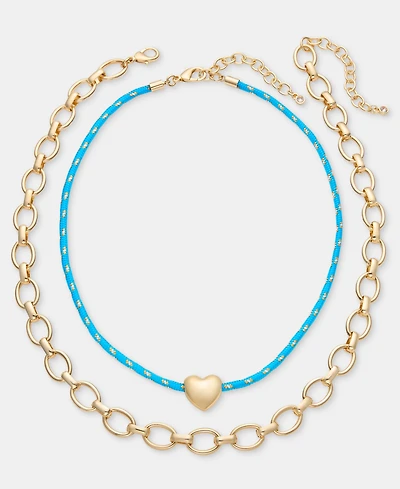 On 34th 2-Pc. Set Heart Cord Pendant Necklace & Chain Collar Necklace, Macy's Exclusive