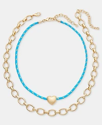 On 34th 2-Pc. Set Heart Cord Pendant Necklace & Chain Collar Necklace, Macy's Exclusive