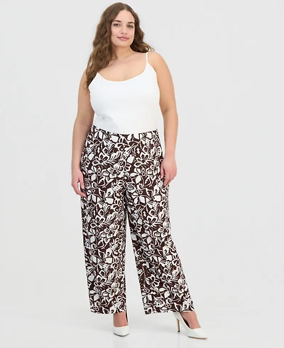 Anne Klein Essentials Plus Pull-On Wide-Leg Pants