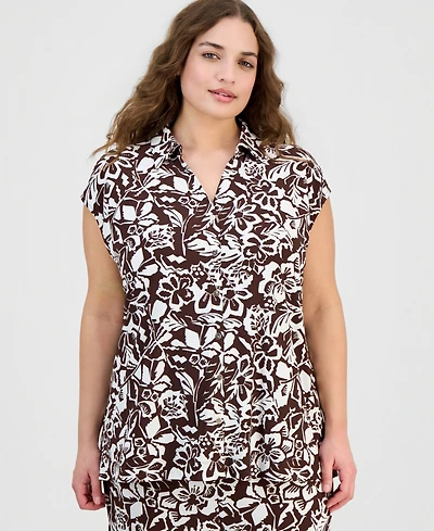 Anne Klein Essentials Plus Cap-Sleeve Blouse
