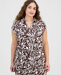 Anne Klein Essentials Plus Cap-Sleeve Blouse
