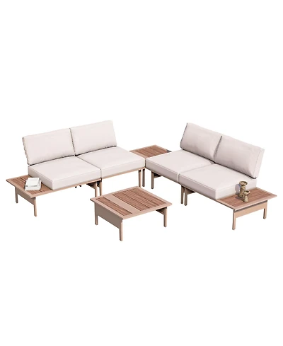 Decksplore 6 Pieces Patio Furniture Set, Outdoor Metal Frame Conversation Sets with Coffee Table