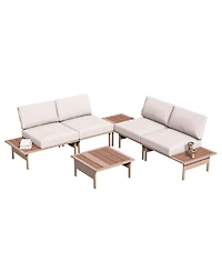 Decksplore 6 Pieces Patio Furniture Set, Outdoor Metal Frame Conversation Sets with Coffee Table