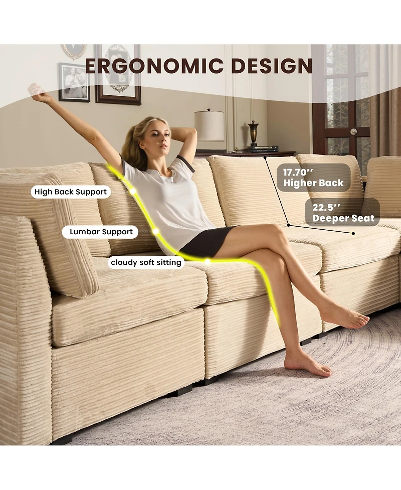 Xizzi Modular Sectional Sofa Ottoman Seat Module, 32.7" for Diy Combination L U V Shaped,Plush Corduroy Loveseat Chair Living Ro