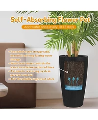 Streamdale Furniture Set of 2 Faux Rattan Tall Planters with Water Level Monitor