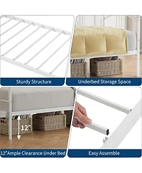 gaomon Twin Daybed with Trundle Metal Twin Pullout Trundle Steel Slats Casters Sofa Bed for Living Room Guest Room