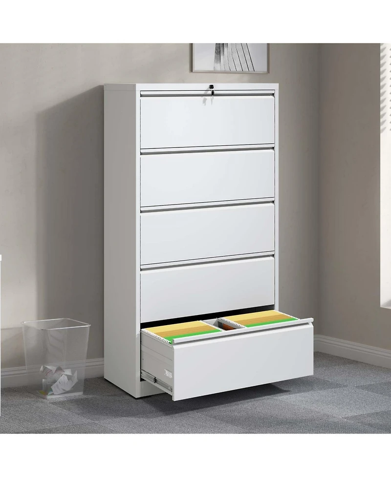 Streamdale Furniture 5-Drawer Lockable Lateral File Cabinet for Home/Office