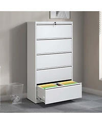 Streamdale Furniture 5-Drawer Lockable Lateral File Cabinet for Home/Office