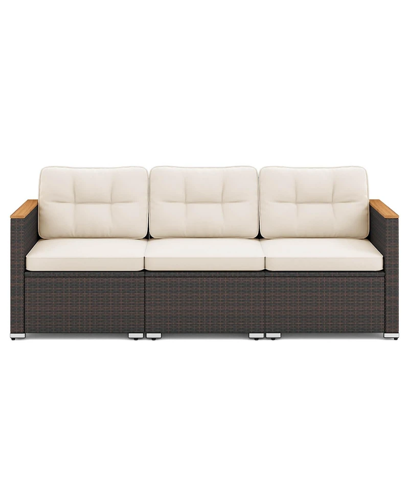 Costway 3 Seat Pe Rattan Outdoor Sofa Patio Furniture Couch