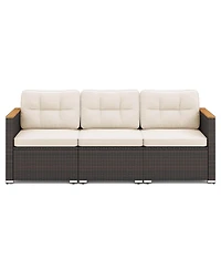 Costway 3 Seat Pe Rattan Outdoor Sofa Patio Furniture Couch