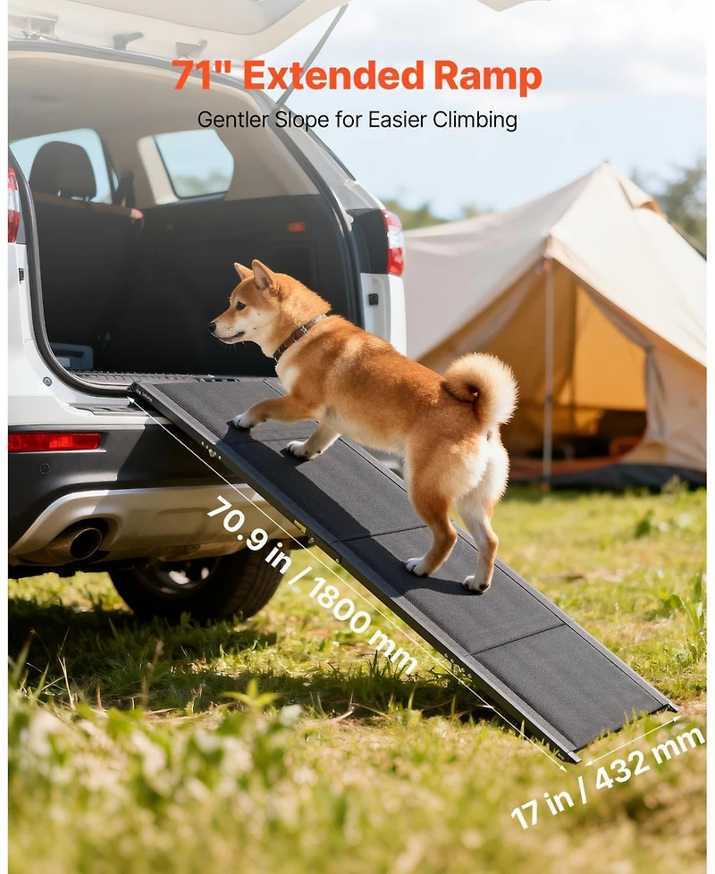 Cozito 71" Folding Dog Ramp 17" Wide, Non-Slip Surface, Supports up to 250 lbs