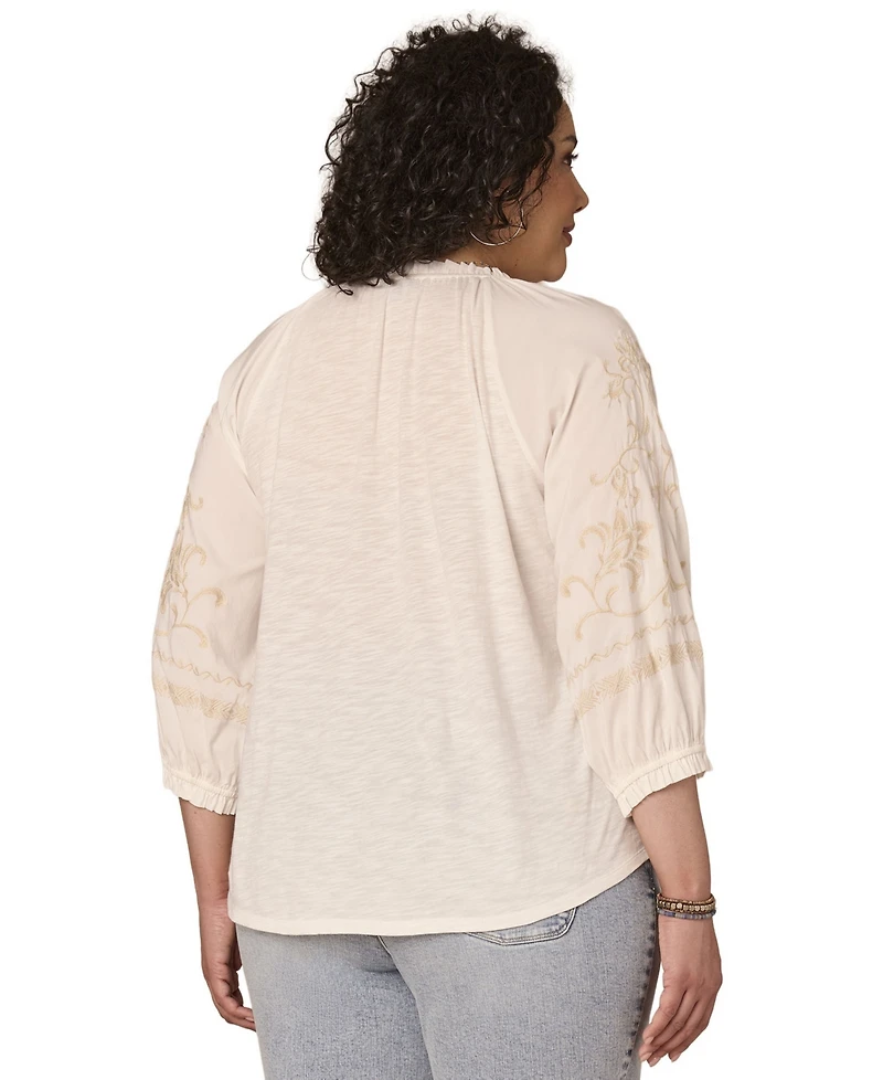 Democracy Plus Ruffle Edge Neck Top
